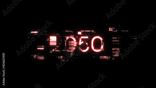 3D rendering 2050 text with screen effects of technological glitches