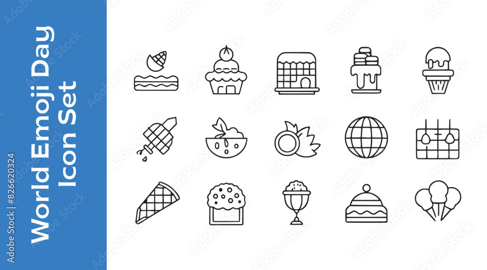 World chocolate day line icon set with outline vectors.
