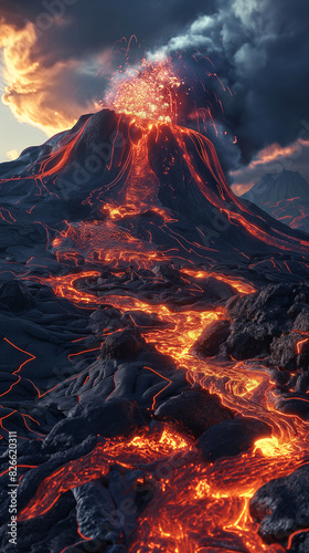 Magma rheology, the study of magma flow properties, plays a crucial role in understanding volcanic eruptions. photo