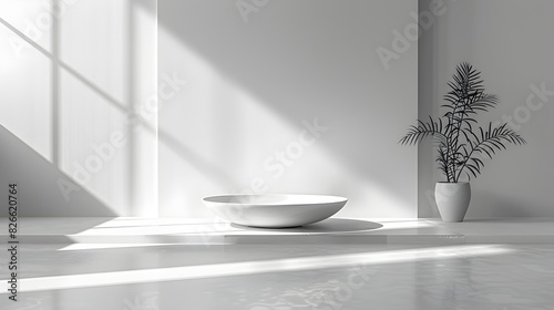 Minimalist White Table for Elegant Product Presentation in Bright Wellness Setting
