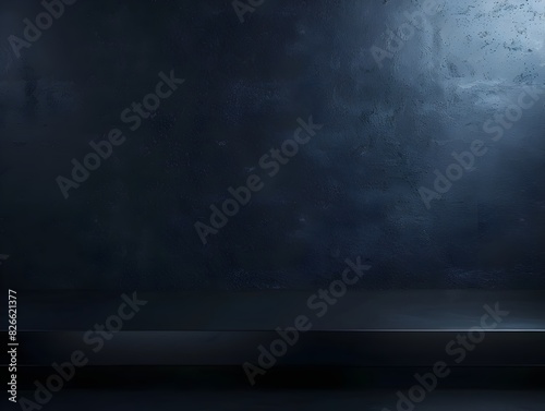 Sleek Black Table in Dramatic Dark Background Ideal for Premium Tech Product Concept Display