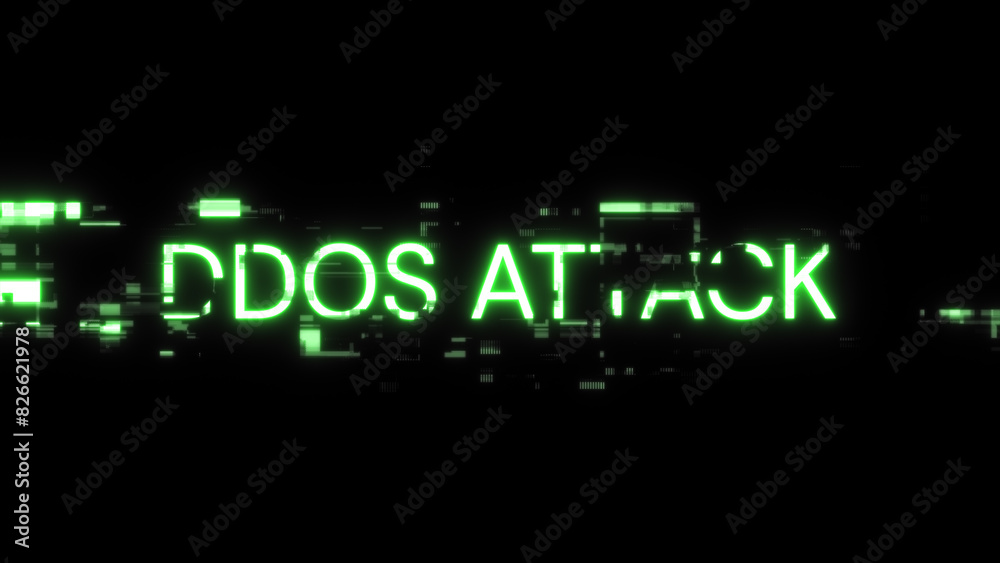 Obraz premium 3D rendering ddos attack text with screen effects of technological glitches