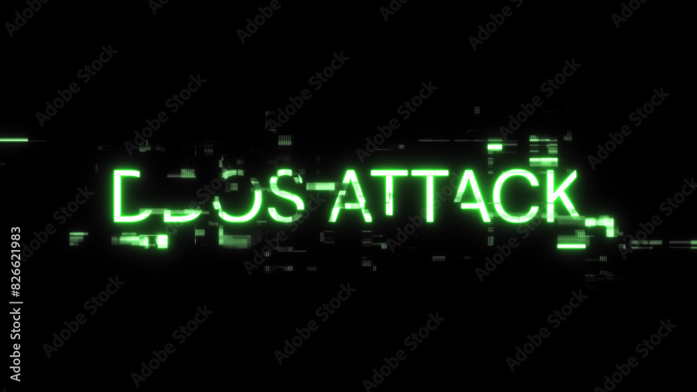 Obraz premium 3D rendering ddos attack text with screen effects of technological glitches