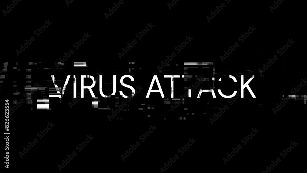 3D rendering virus attack text with screen effects of technological glitches 3D rendering virus attack text with screen effects of technological glitches