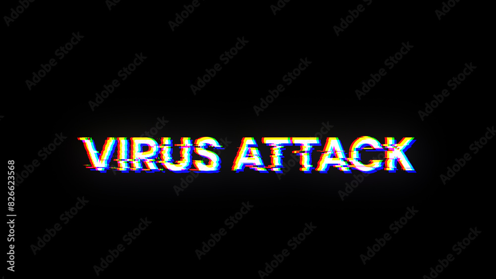 Fototapeta premium 3D rendering virus attack text with screen effects of technological glitches