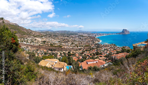 Aerialview of Calpe and the natural park of Penyal d'Ifac, Costa Blanca, Spain photo