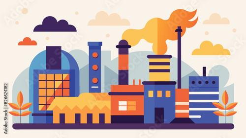The furnaces efficiency and reliability are a source of pride for the industrial complex ensuring that production is never halted due to lack of heat.. Vector illustration