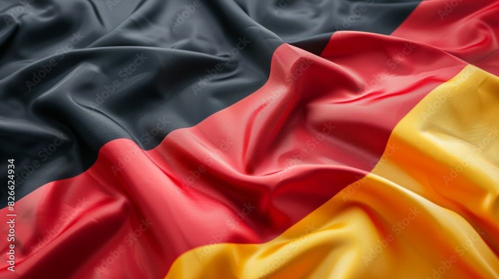 A flag with black, red and yellow stripes, German flag of the state of Germany A flag with black, red and yellow stripes, German flag of the state of Germany