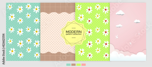 Rainbow vector geometric seamless patterns collection set of bright colorful backgrounds with modern