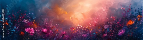 Amidst a summer morning in the abstract garden, vibrant tones painted a picturesque scene of natural beauty