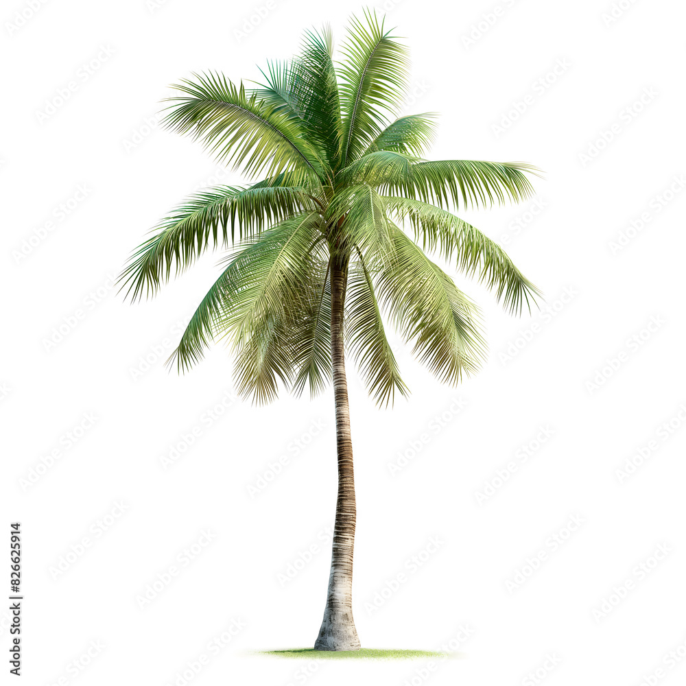 Fototapeta premium Tropical Isolated Palm Tree on White Background - Exotic Plant