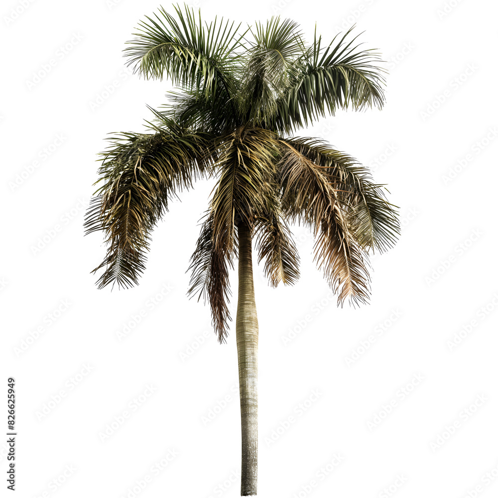 Fototapeta premium Tropical Isolated Palm Tree on White Background - Exotic Plant