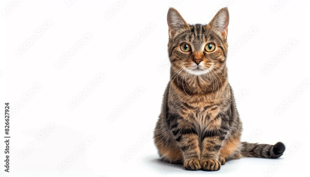 Fototapeta premium Curious Cat Sitting and Staring