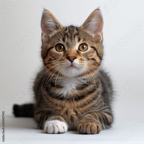 Small Kitten Sitting on White Floor