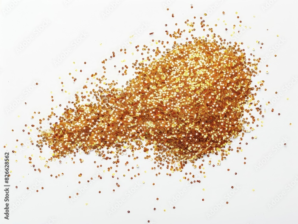 A photo of gold glitter spread across a solid background A photo of gold glitter spread across a solid background