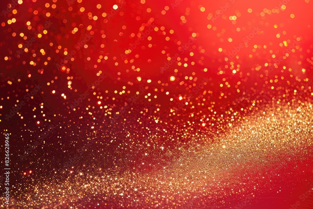 A bold red gradient background with gold glitter accents, creating a rich and luxurious effect perfect for festive occasions