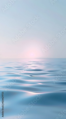 Serene Blue Ocean Horizon with Subtle Gradient Backdrop for Wellness and Health Products © Thares2020