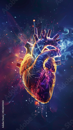 heart, simbolizing health, heartbeat and life, healthcare concept, created with generative AI technology