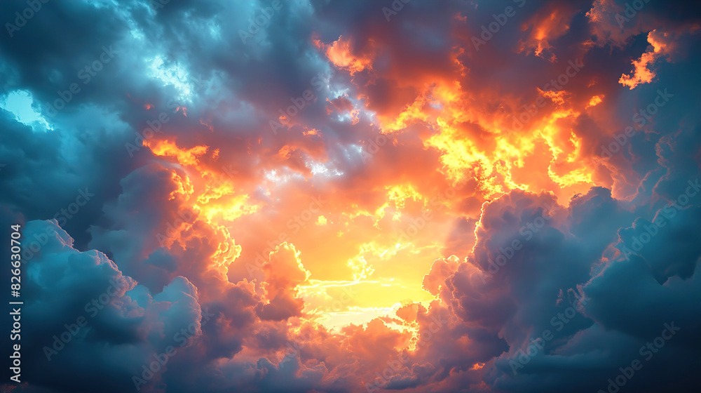 Mysterious background of sun breaking through the clouds in beautiful sky Mysterious background of sun breaking through the clouds in beautiful sky