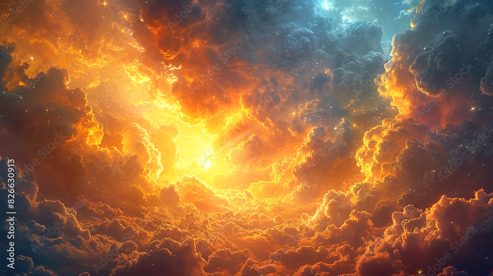 Mysterious background of sun breaking through the clouds in beautiful sky Mysterious background of sun breaking through the clouds in beautiful sky