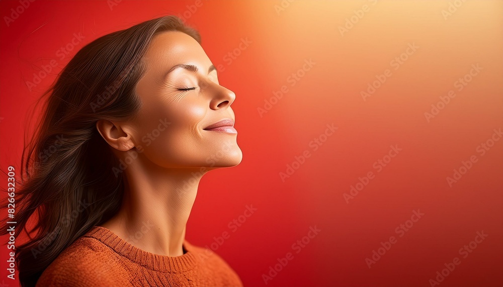 Eyes closed, face turned upwards, basking in a moment of pure bliss.