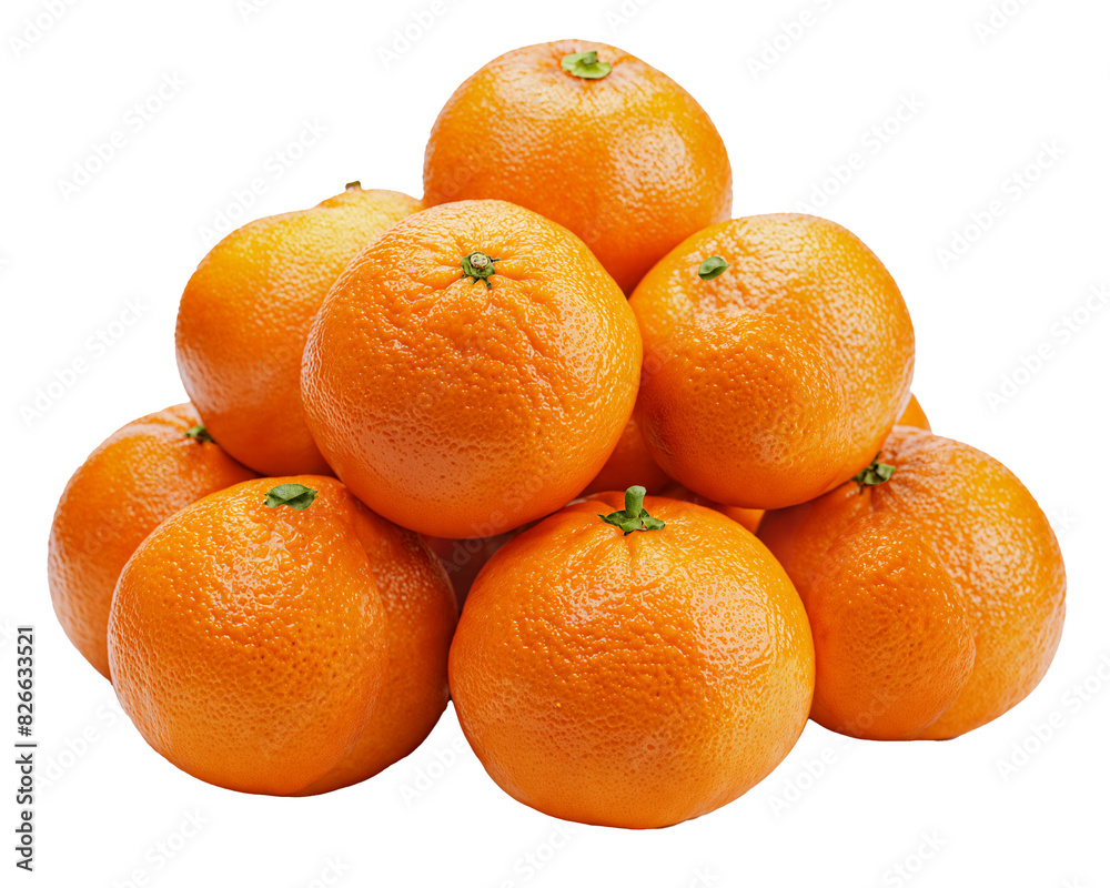 A pyramid of bright, fresh oranges with textured peels. The oranges are stacked neatly, showcasing their vibrant color and juicy appearance. Transparent background A pyramid of bright, fresh oranges with textured peels. The oranges are stacked neatly, showcasing their vibrant color and juicy appearance. Transparent background