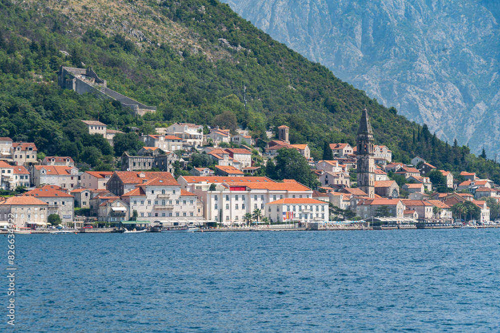 Charming Perast Town on Kotor Bay With Majestic Mountain Backdrop, Montenegro