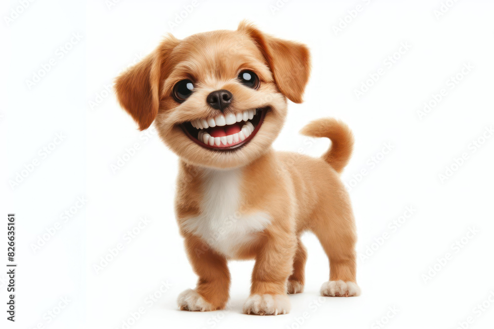 funny little dog with a big teeth smile Isolated on white background funny little dog with a big teeth smile Isolated on white background