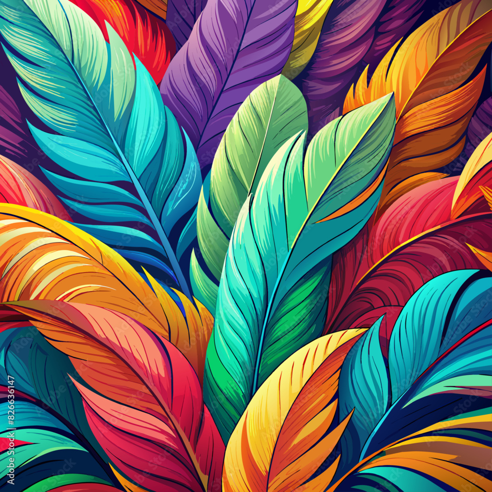Vibrant bird feathers in close-up for textured backgrounds Vibrant bird feathers in close-up for textured backgrounds