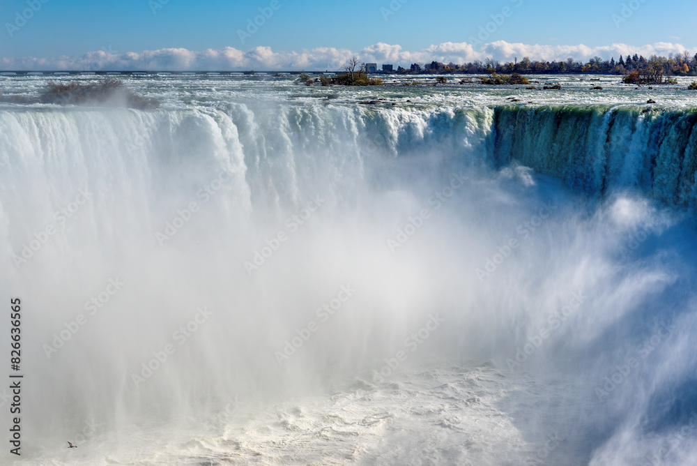 Fototapeta premium Closeup Horseshoe waterfall, Niagara falls, Canada. 
