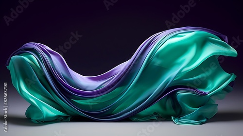 Liquid ribbons of ultraviolet and jade green weaving through space, creating an otherworldly tableau of color and light. photo