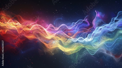 Artistic representation of cancer research progress, a side view of a wave of color covering a canvas, illustrating genetic therapies with digital binary elements