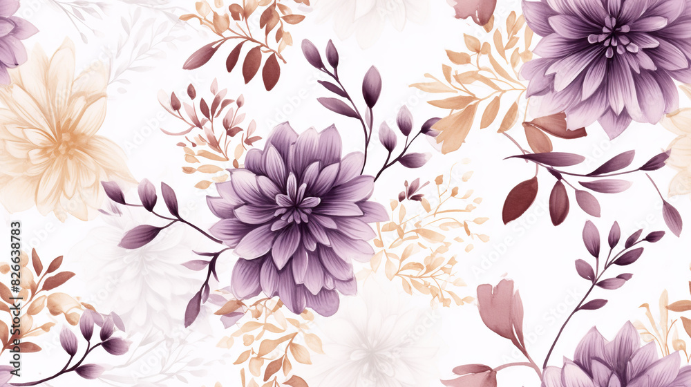 Obraz premium Seamless floral pattern with watercolor flowers on summer background, watercolor illustration. Template design for textiles, interior, clothes, wallpaper
