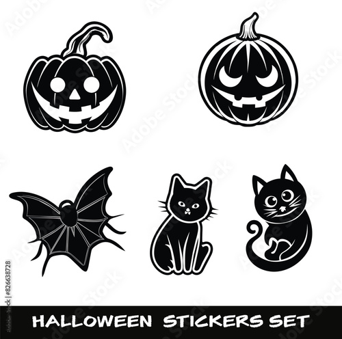 Get into the spooky spirit with our hauntingly fun Halloween Sticker Set! This vector collection delivers a wicked assortment of icons celebrating the eerie excitement of All Hallows' Eve.