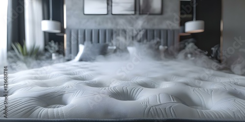Efficiently Sanitize Bedroom Mattresses with Professional Steam Cleaning Service. Concept Steam Cleaning Service, Mattress Sanitization, Bedroom Hygiene, Professional Cleaning, Efficient Sanitization photo