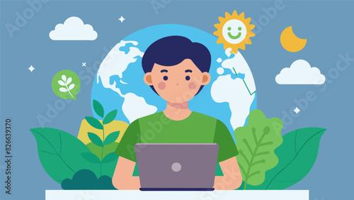 A young environmentalist starts a blog to raise awareness about climate change and share tips on how tweens can make a positive impact on the. Vector illustration
