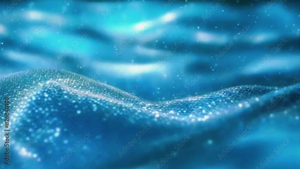 Waves that reveal hidden data structures beneath the surface as they pass, like looking through clear blue water, 4K Glitter background High-Quality Animation Video Waves that reveal hidden data structures beneath the surface as they pass, like looking through clear blue water, 4K Glitter background High-Quality Animation Video