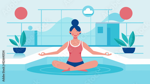 A virtual spa experience where users can participate in gentle water aerobics to reduce symptoms of chronic fibromyalgia pain.. Vector illustration