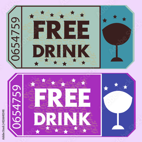 Tickets tickets drink drink tickets free drinks badge vector
