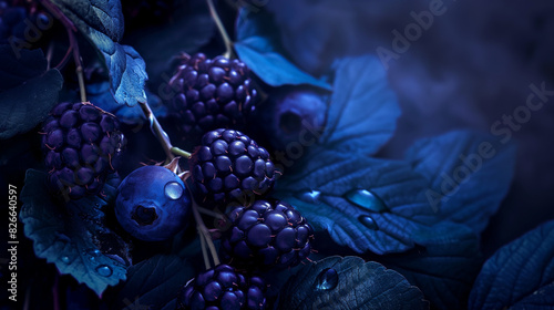 Abstrato mirtilo amora fundo discreto escuro temperamental fruta ainda vida ilustração digital