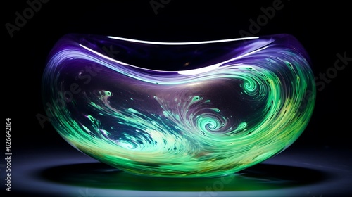 A mesmerizing swirl of ultraviolet and jade green blending seamlessly, reminiscent of an otherworldly nebula. photo