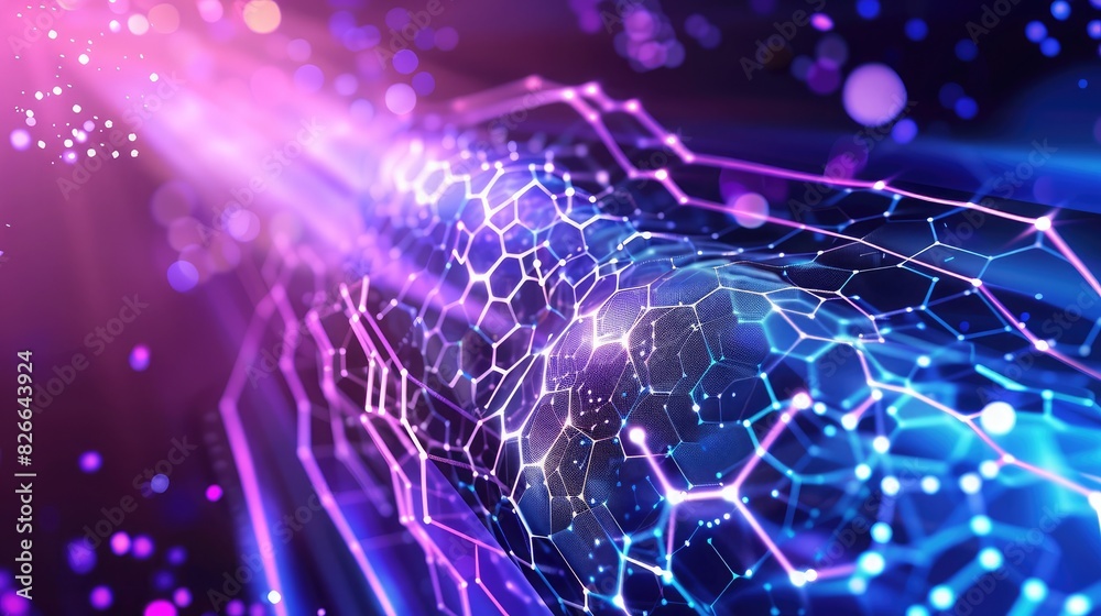 A digital landscape of hexagons under beams, fading from mystical purple to deep blue. A digital landscape of hexagons under beams, fading from mystical purple to deep blue.