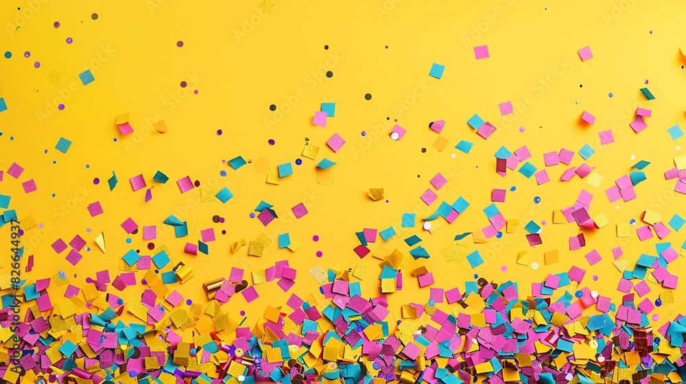 A colorful confetti-filled background with space for your custom text or logo