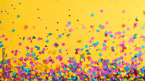 A colorful confetti-filled background with space for your custom text or logo