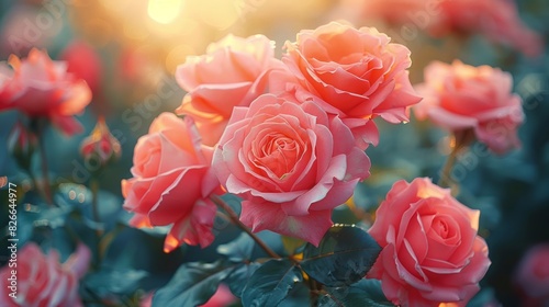 Pink roses in the sun.