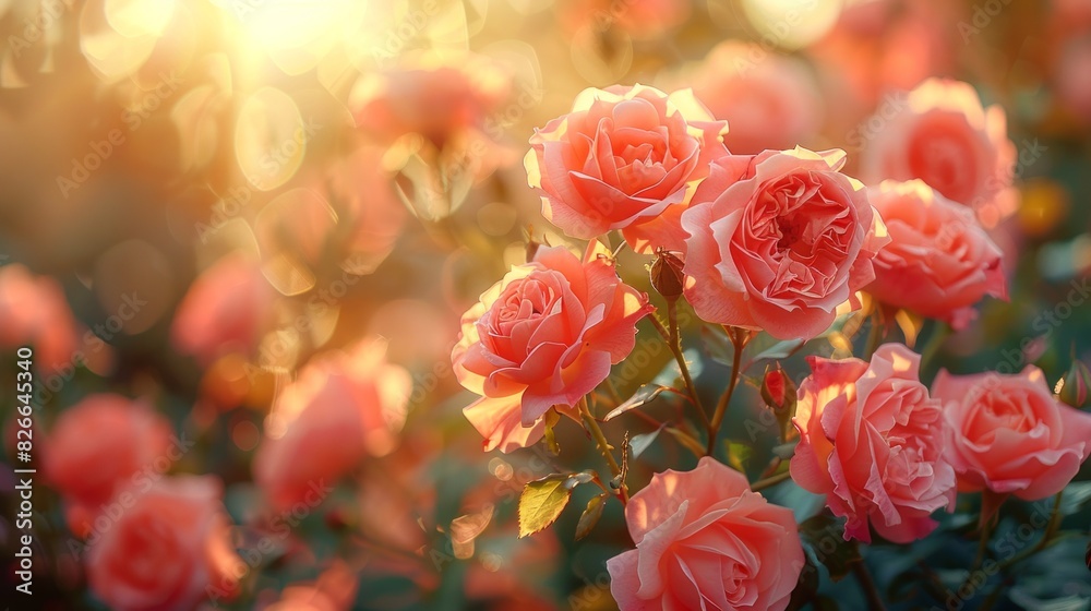 A close up of some pink roses in the sun. A close up of some pink roses in the sun.
