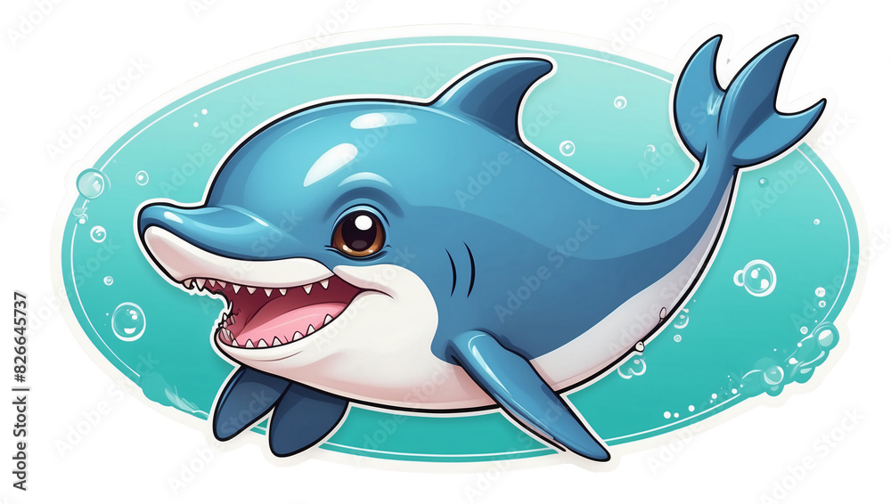 Obraz premium png sticker no background cute baby dolphin