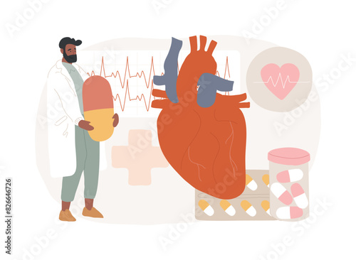 Heart disease treatment isolated concept vector illustration.