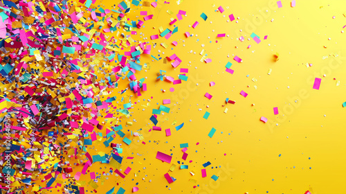A dynamic confetti-filled background with space for your message or branding
