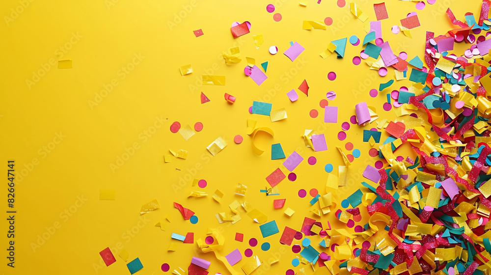 A dynamic confetti-filled background with space for your message or branding